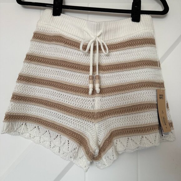 Madden NYC White & Tan Striped Crochet Knit Set | Size M - Picture 4 of 4